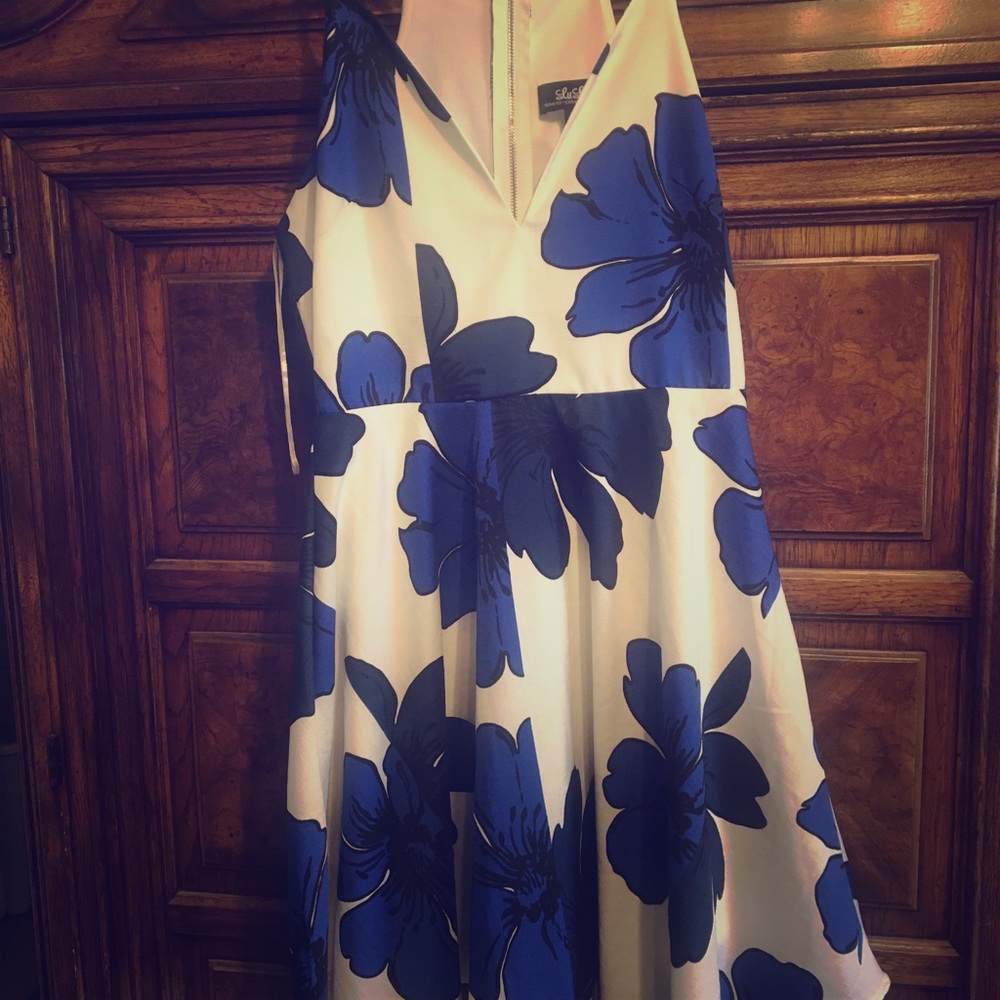 Floral dress with plunge neckline